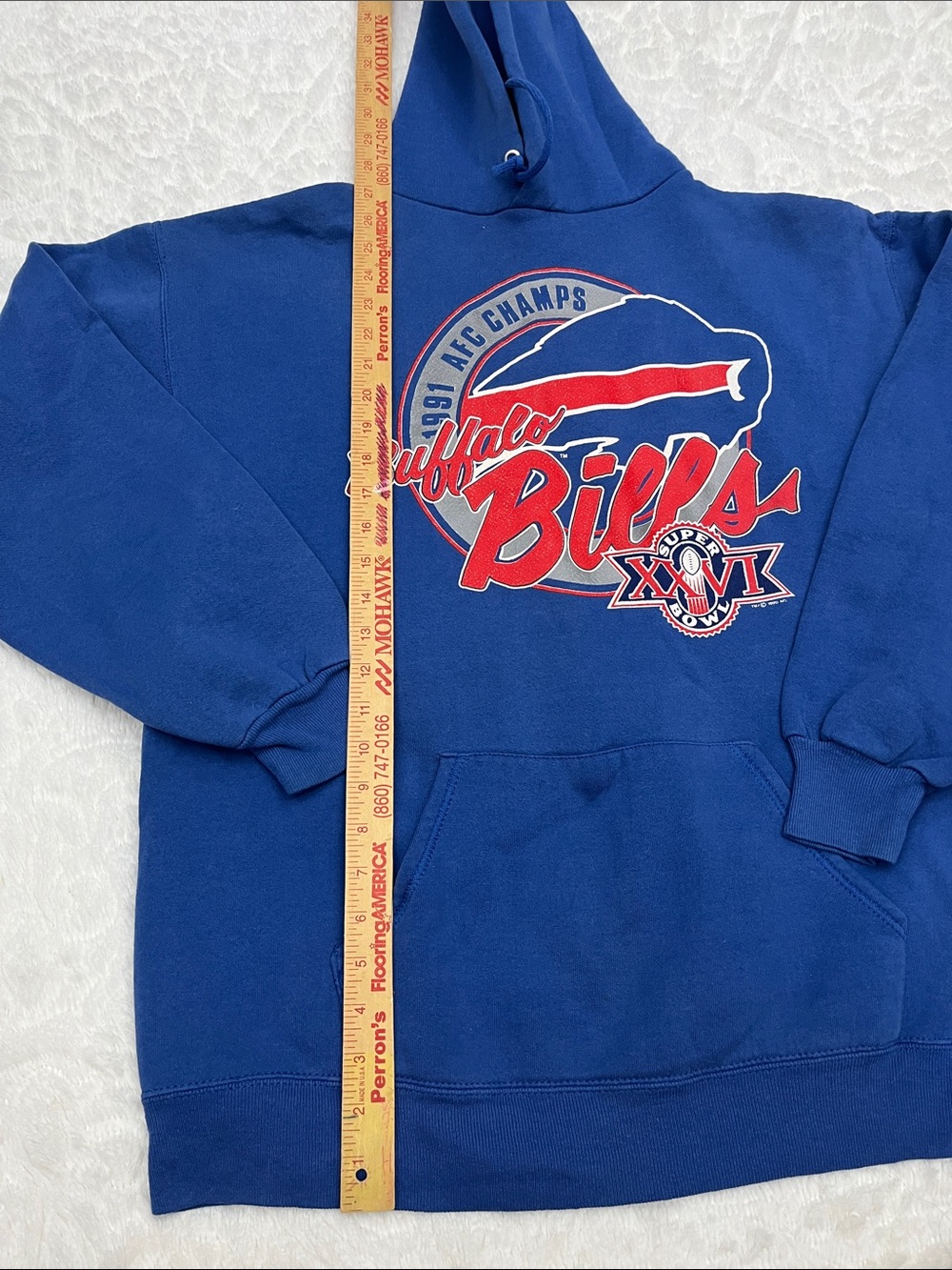 VINTAGE BUFFALO BILLS Hoodie 1991 AFC Champs - Picture 3 of 9